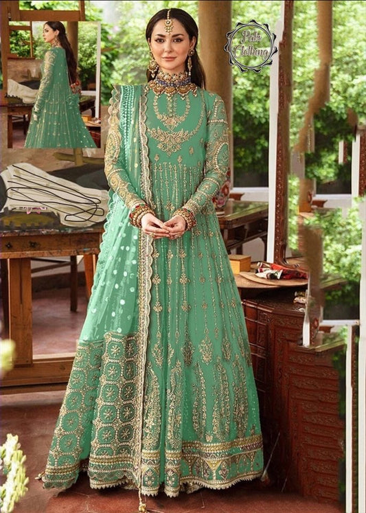 Afrozeh Green Net Frock