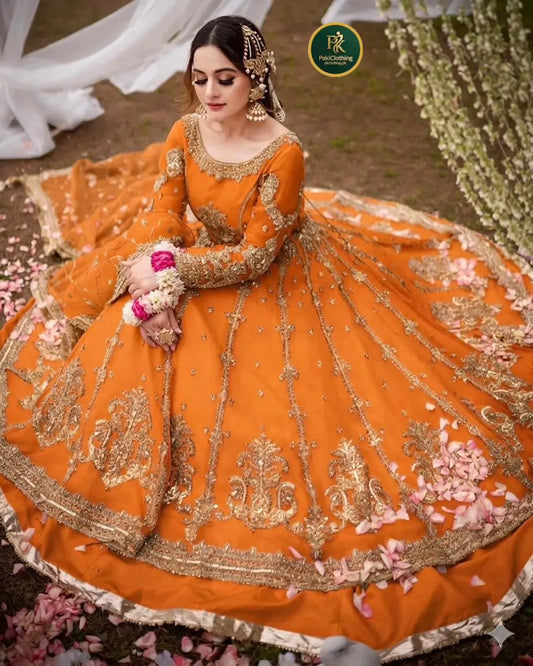 Aiman Khan Orange Frock maxi