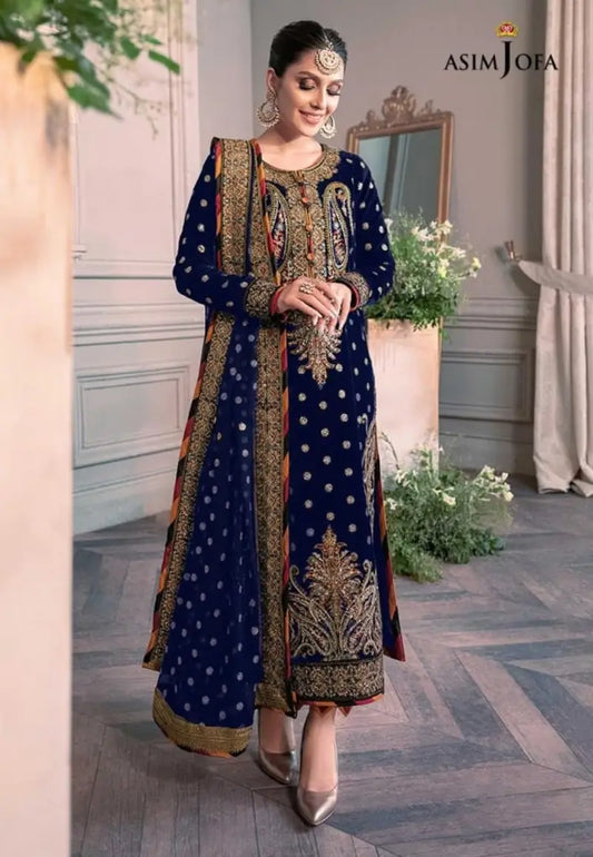 Asim Jofa 3Pcs Embroidered Velvet Dress | Unstitched