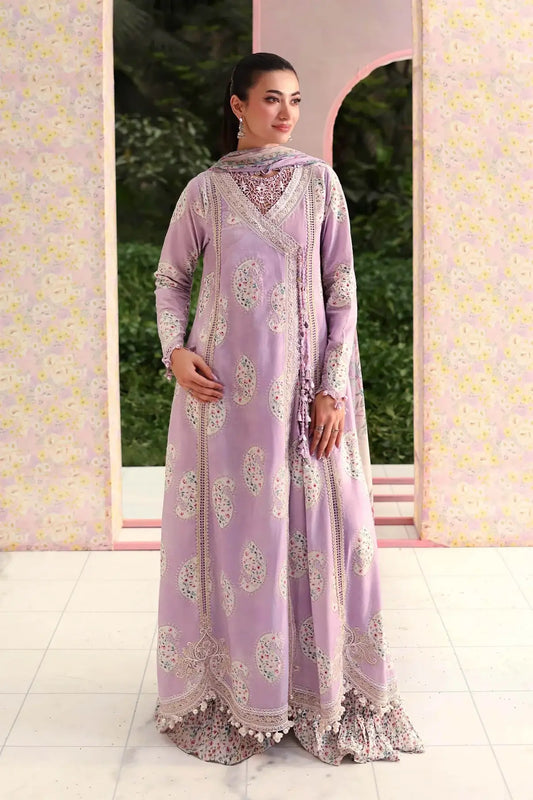 Close-up shot of intricate neckline embroidery on Maria B M Prints 3009-A suit by pkclothing.pk⁠