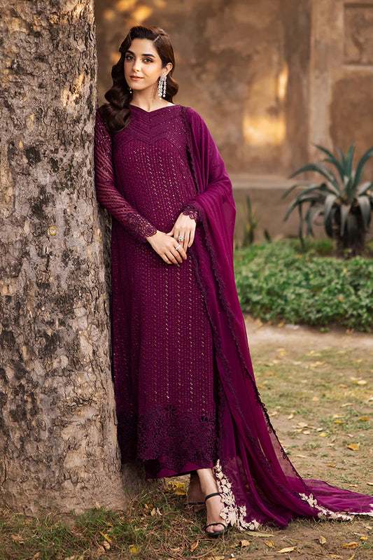 Azure Embroidered 3Pc Chiffon Dress