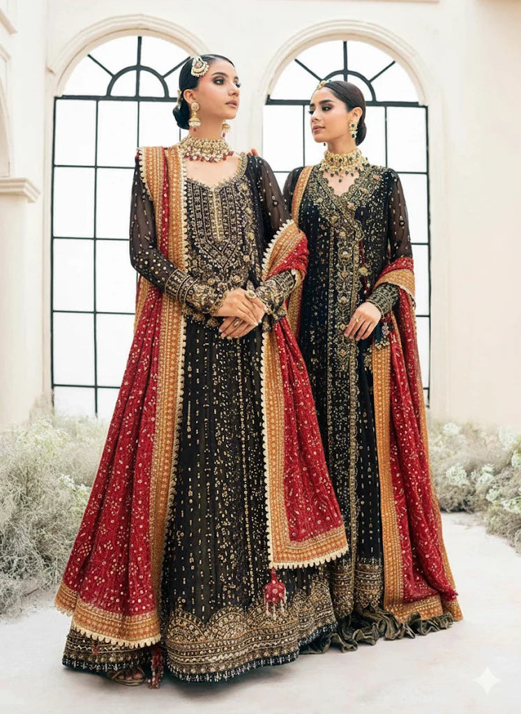 AIK Atelier Black Bridal Collection Chiffon Maxi - Frock
