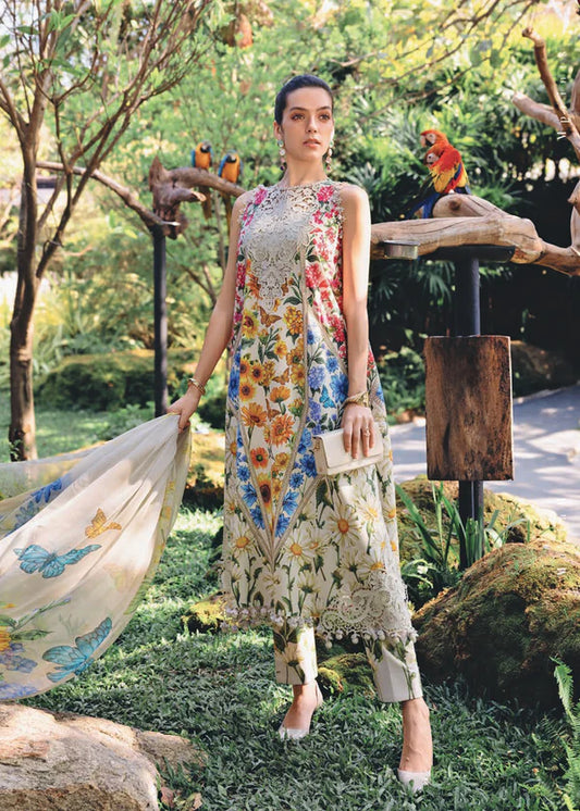 Maria B Safari Embroidered MPrint Lawn Dress 10B26