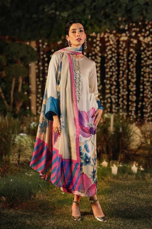 Lulusar 3Pcs Hand Embellished Digital Shamoz Silk Collection