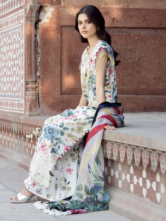 Binilyas Naqsh Naaz Lawn Embroidered Suit 001A pose 2