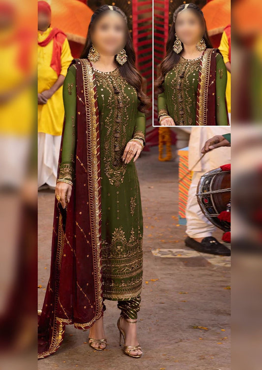 Asim Jofa 3Pcs Embroidered Chiffon Dress