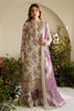 Front view of Nureh 3Pcs embroidered lawn dress in skin with matching dupatta by pkclothing.pk