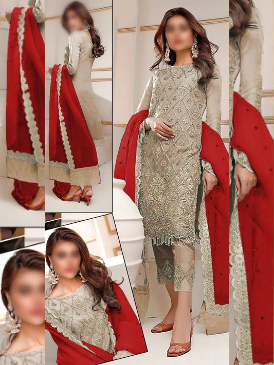 Agha Noor Embroidered Organza Dress | Unstitched