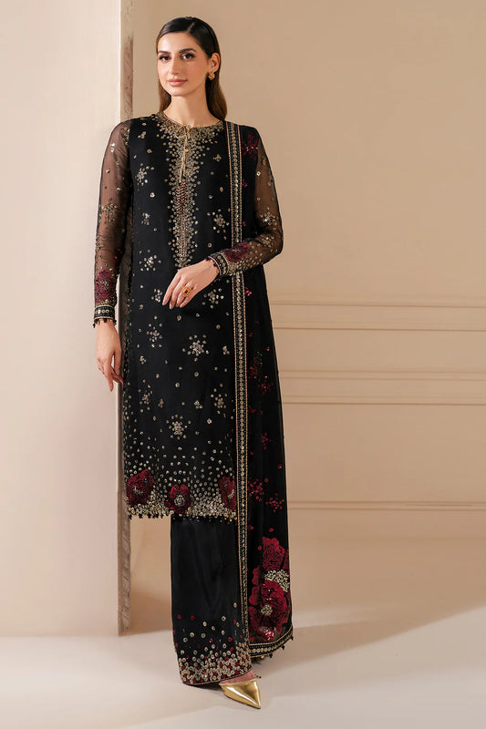Baroque 3Pcs Embroidered Chiffon Dress