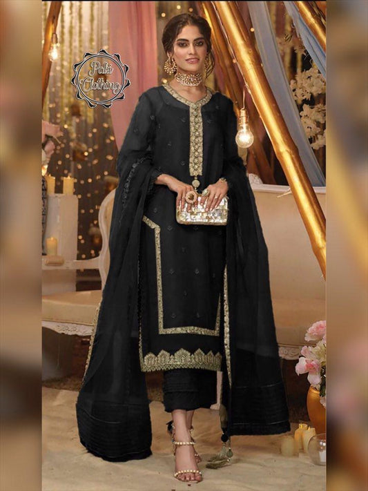 Asim Jofa 3Pcs Black Organza Dress