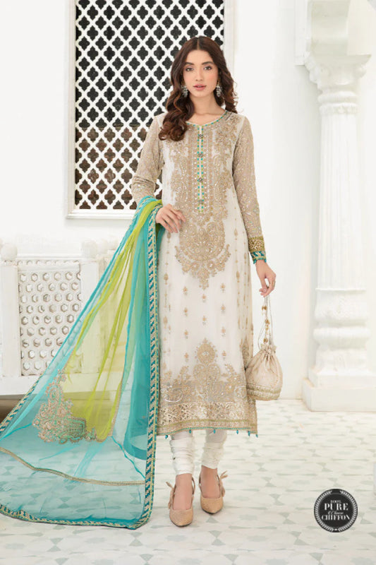 Maria B 3Pcs Chiffon Embroidered Dress | Unstitched