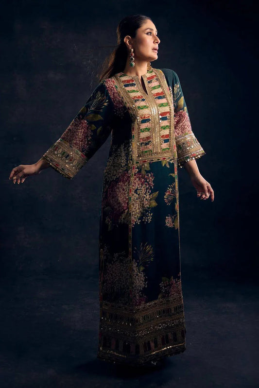 SABYASACHI X KAREENA KAPOOR SHAMOZ SILK 3Pc EMBROIDERED DRESS
