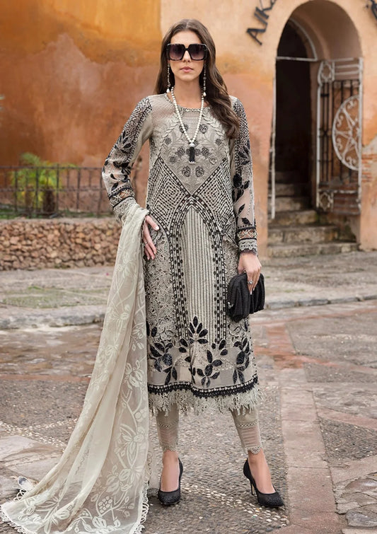 Maria B Luxury Chickenkari Lawn Dress | Necklace Included