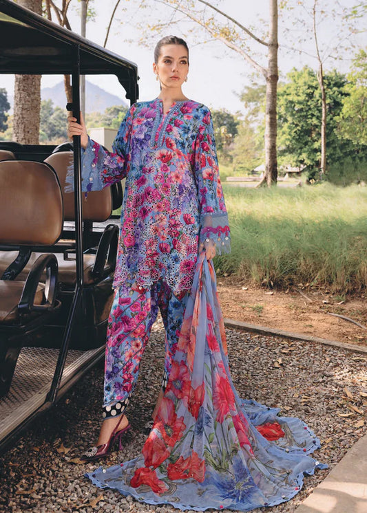 Maria B M Prints Chickenkari Embroidered Lawn Dress D2B26