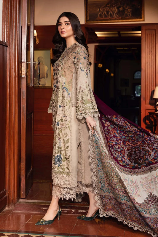 Maria B M Print Lawn Embroidered Dress