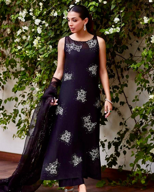 Farah Talib Black Organza Dress