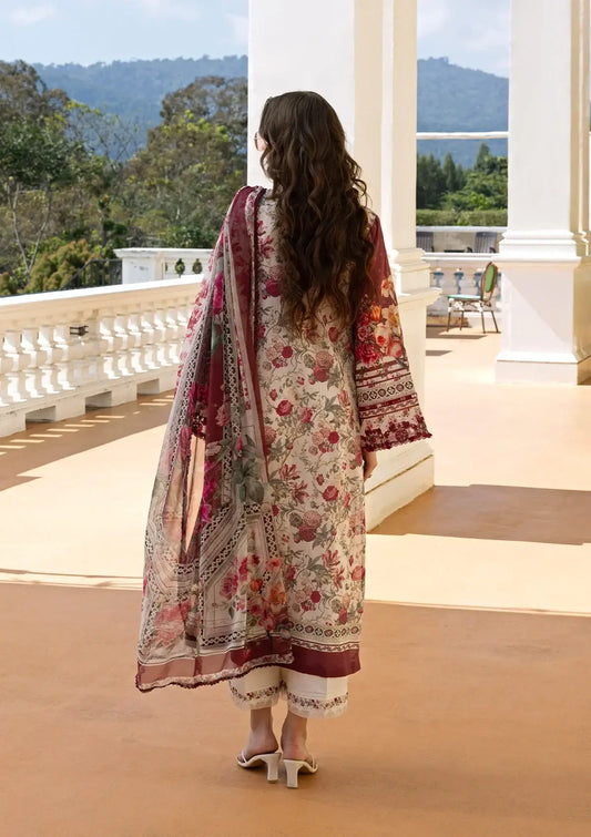 Elaf Embroidered Lawn Ruby Lady back pose