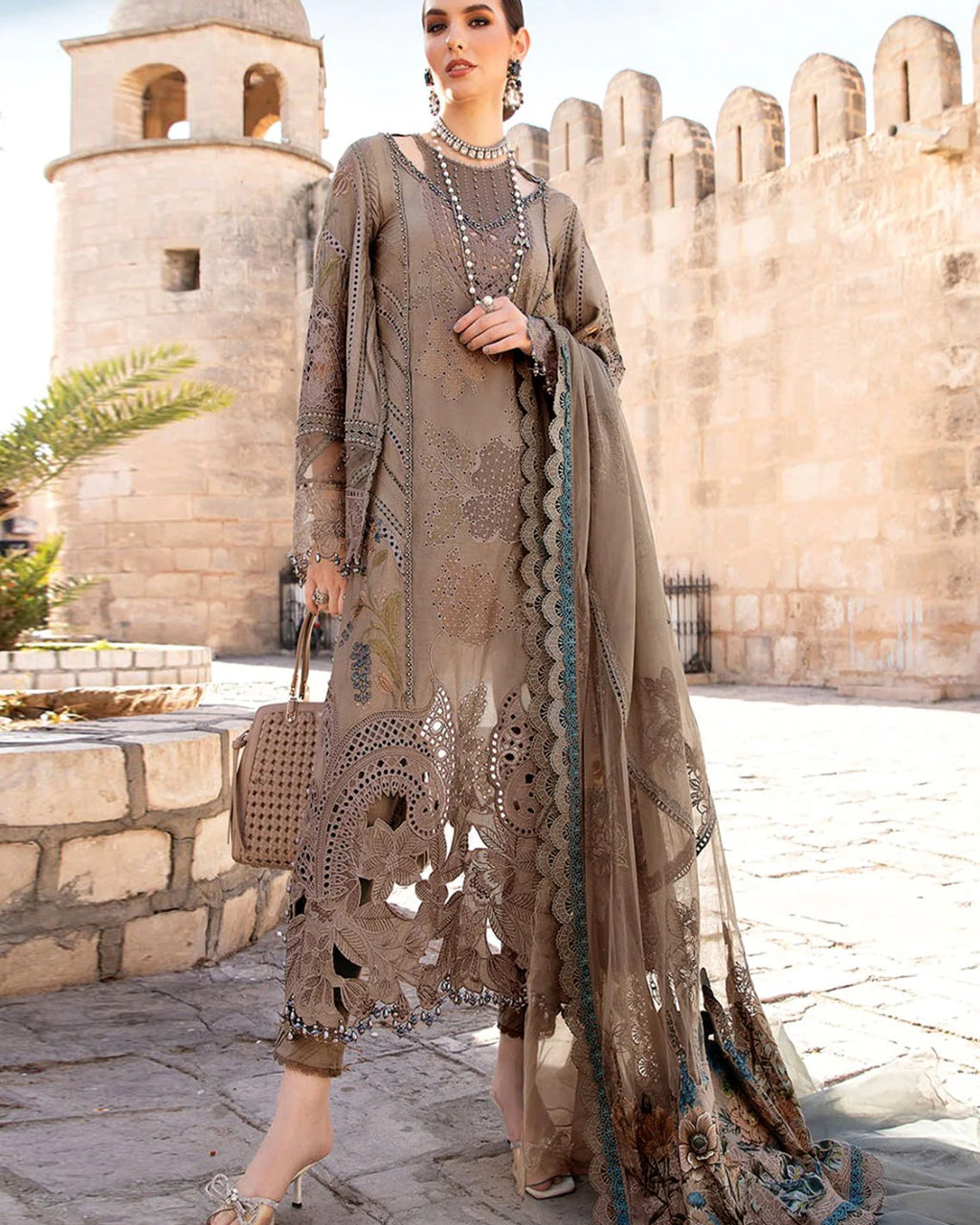 Maria B 3Pcs Cutwork Chickenkari Lawn Dress