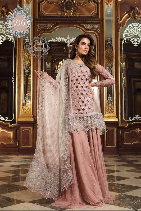 Maria B Pink Net Gharara