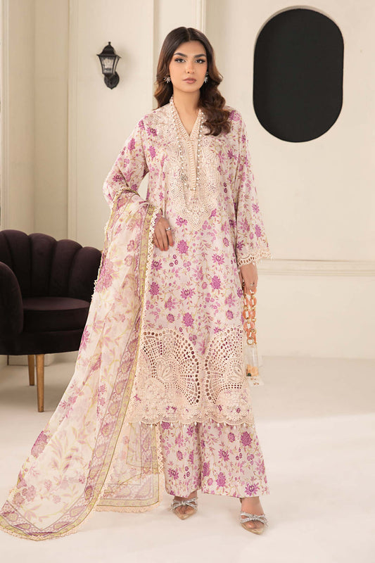 Maria B Pink Embroidered Lawn Dress