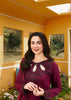 Laam Red Embroidered Lawn Dress Closeup 