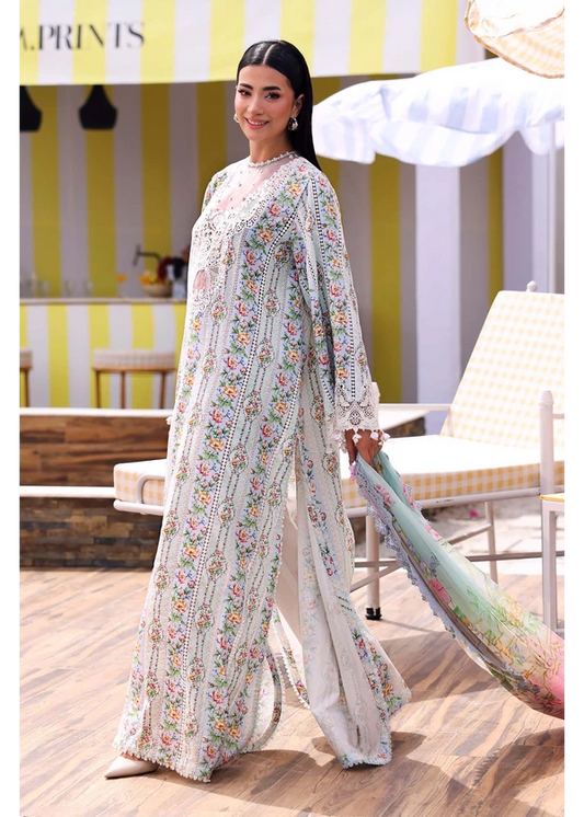 Maria B Embroidered Lawn 3010 side pose