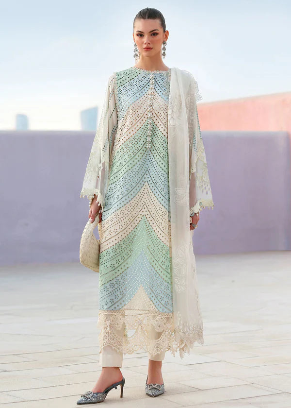 Maria B Pure Swiss Lawn Multi Chickenkari Embroidered Dress D12A26 pose 1