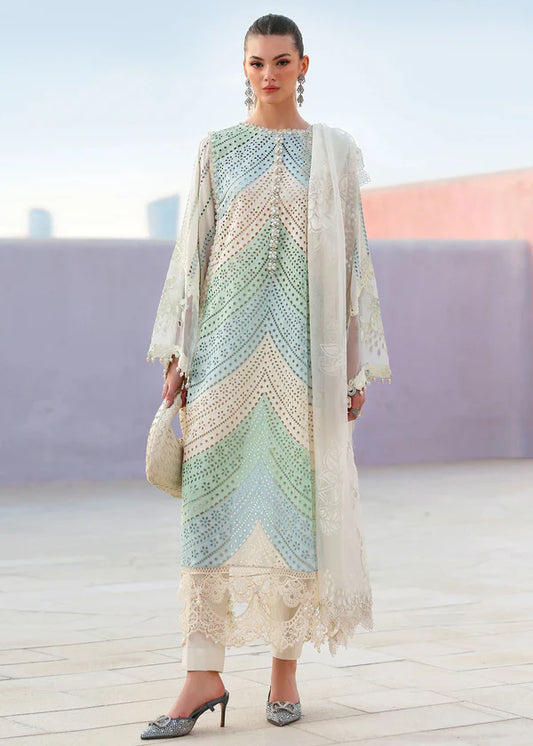 Maria B Pure Swiss Lawn Multi Chickenkari Embroidered Dress D12A26 pose 1