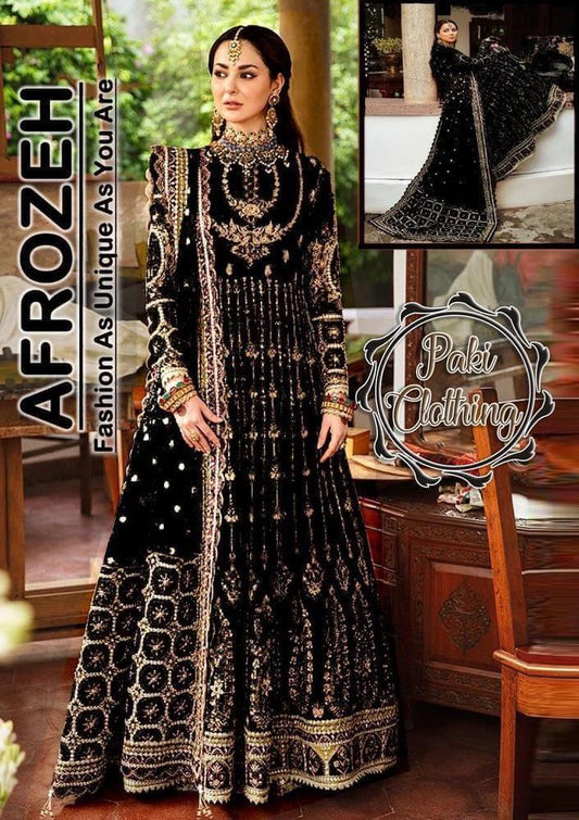 Afrozeh Black Net Frock