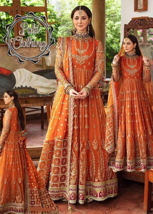 Afrozeh Orange Net Frock